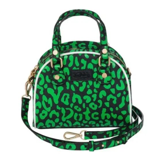 Von Dutch Lime and Black Cheetah Shoulder Crossbody Bowling Bag - Picture 3 of 3